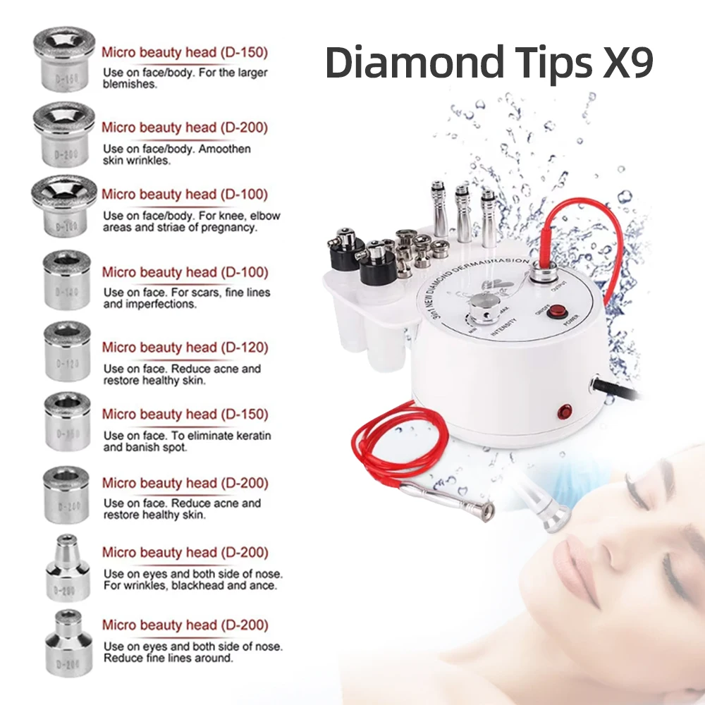 ماكينة تجميل الماسات الدقيقة ، بخاخ ماء ، جهاز فراغي للتقشير ، أداة تقشير الوجه السوداء المضادة للتجاعيد ، 3 في 1 #3