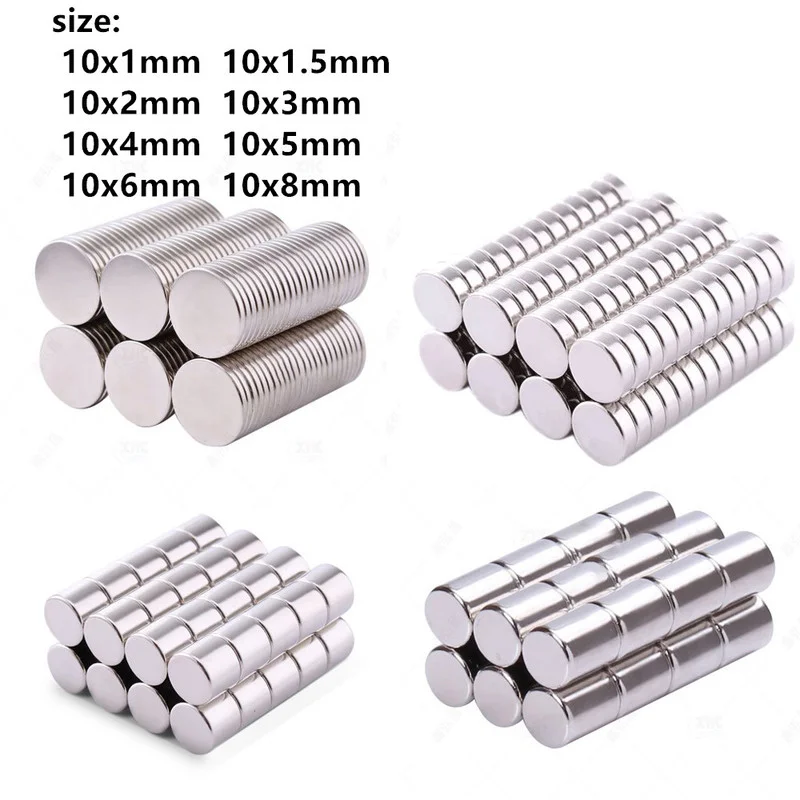 10PCS 10mm Diameter Round Neodymium Magnet 1/1.5/2/3/4/5/6/8mm Small Round Magnet Strong Magnet Rare Earth Neodymium Magnet N35