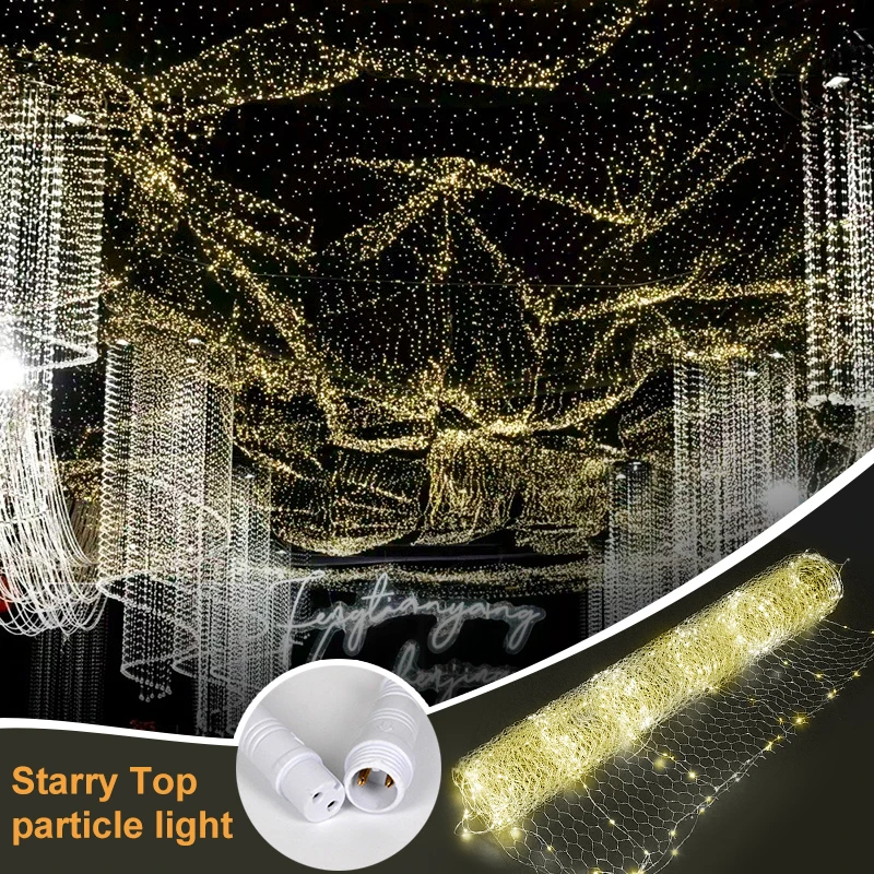 Imagem -06 - Luzes Luminosas Led Fishnet String para Decoração do Teto do Casamento Lâmpadas Fadas Céu Estrelado Net Faça Você Mesmo Aniversário Hall m 10m