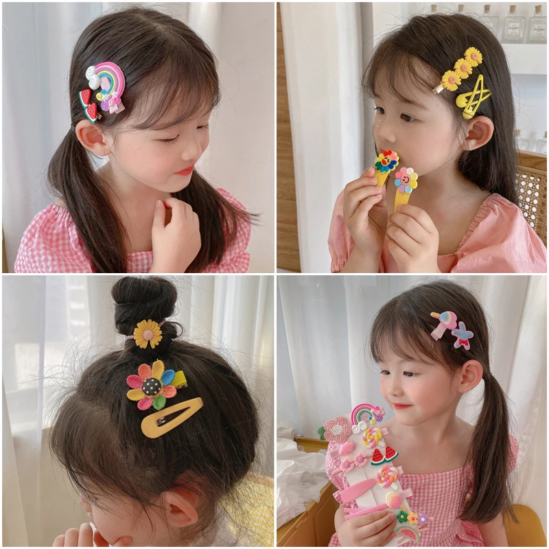 14pcs/Set New Fashion Cute Hair Clips For Baby Girl Soft Silicone Bangs Clip Duckbill Clip Summer Sweet Cute Side Barrettes