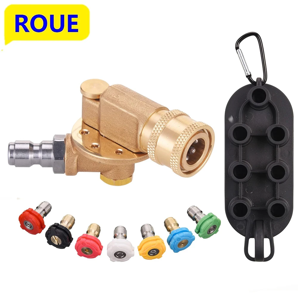 

High Pressure Washer Set Nozzle 1/4 Inch Quick Connect 4000 PSI Pivoting Coupler Car Cleaning Wash Gun Spray Nozzle