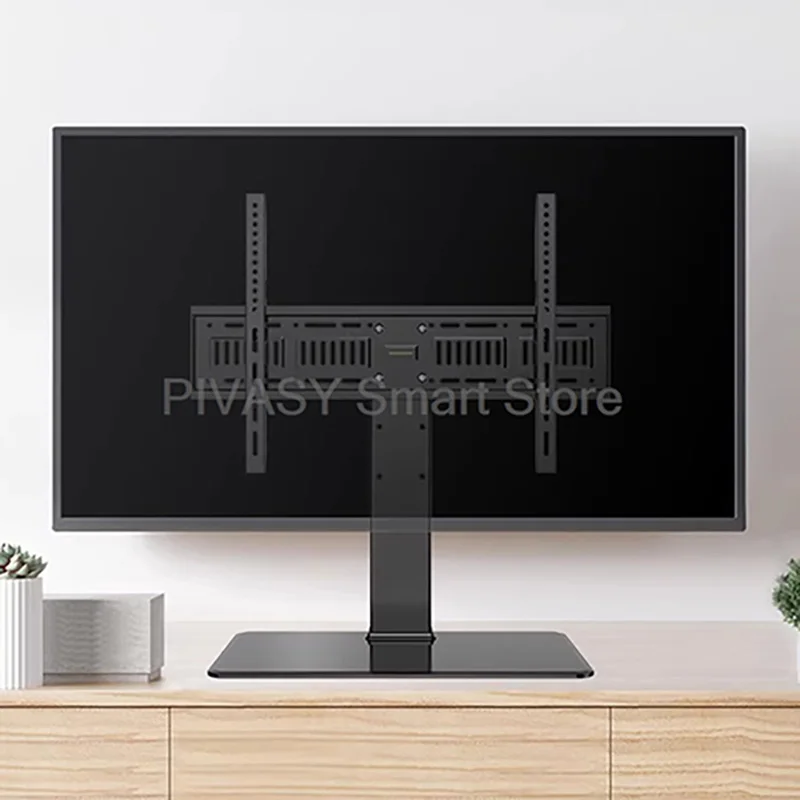 Universal LCD TV Base Stand for 32-65 Inches Desktop Mount Adjustable Height 3-Gear Center Distance support 45/55/70KG Load