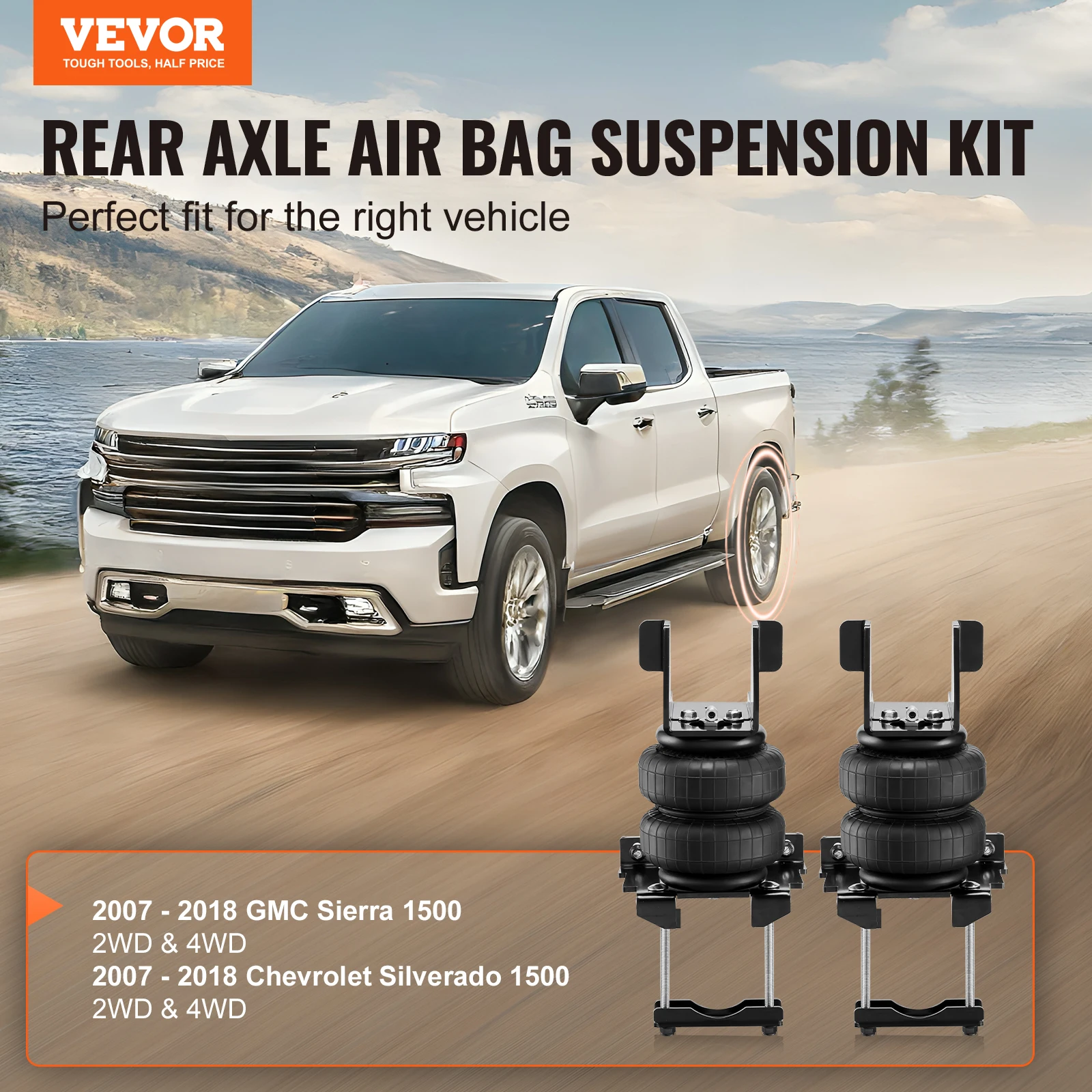 VEVOR Air Bag Suspension Kit  Air Springs Suspension Bag Kit Compatible with 2007-2018 Chevrolet 5000 lbs Loading  5 to 100 PSI