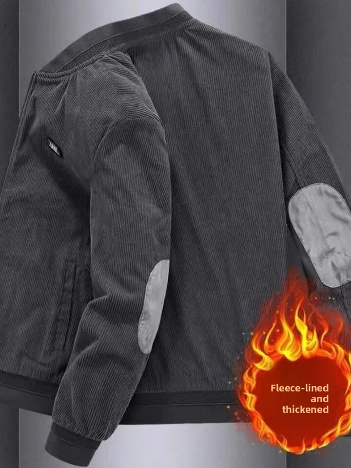 

Men's Baseball Collar Fce Lined Thiened Casual Jaet Autumn Winter New Sle Loose Fit Breathable Polyester Fiber Zippe...