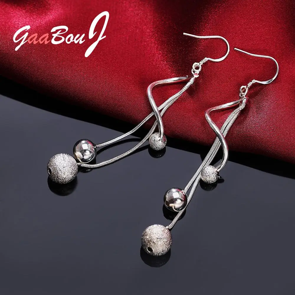 Fashion 925 Sterling Silver Balls Long Hanging Earrings Tassel Drop Dangle Earring For Women Accessories Jewelry Christmas