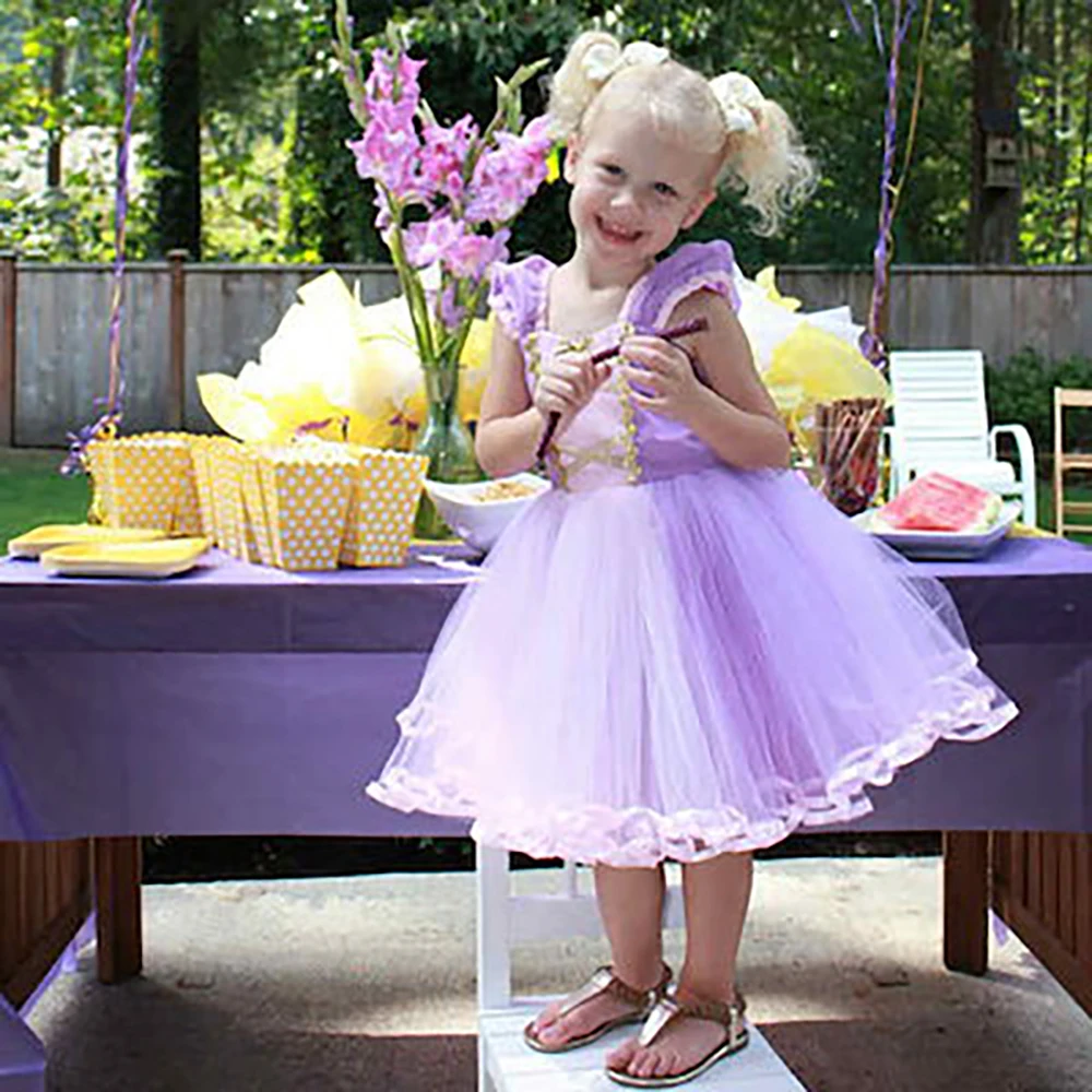 Baby Girls Fluffy Lace Birthday Party Dress Infant Striped Sleeping Beauty Princess Gown Girls Fashion Daily Clothing Costumes