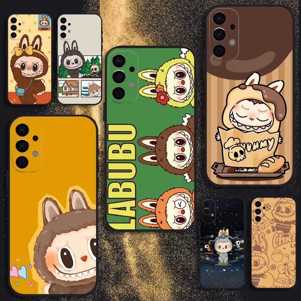 

Cartoon Kawaii Cute Labubu Wave Phone Case For Samsung S25,S24,S21,S22,S23,S30,Ultra,S20,Plus,Fe,Lite,Note,10,9,5G Black Cover