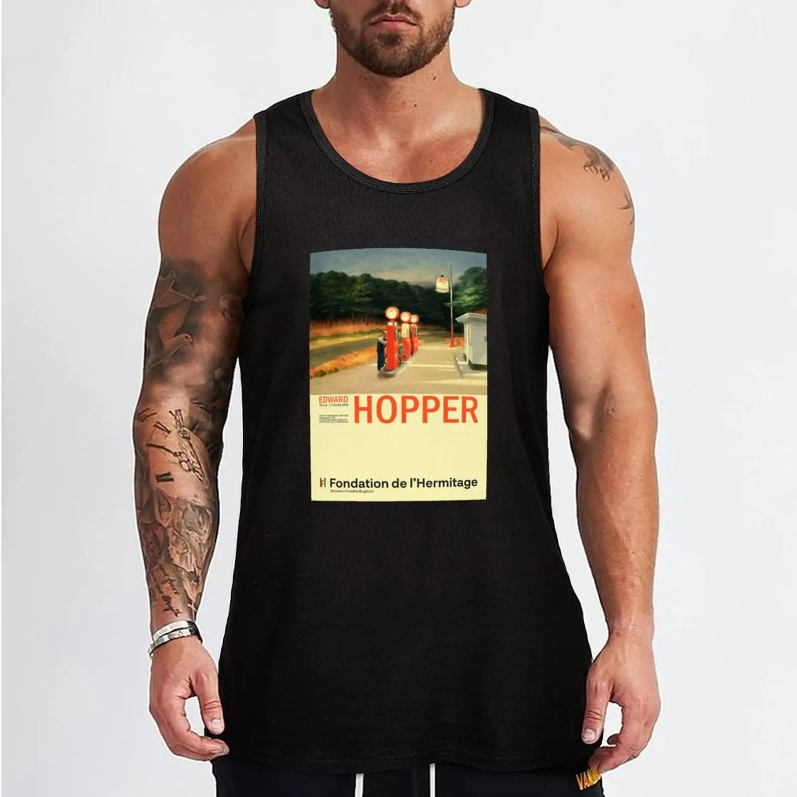 Edward Hopper - Gas - Minimalist Exhibition Art Poster Tank Top gym t shirt men singlets for men Male clothes