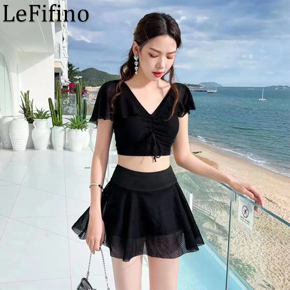 

Summer Fashion New Sexy Japanese And Korean Style Split Body Skirt Women's Swimwear Conservative Slim Student Hot Spring Bikini