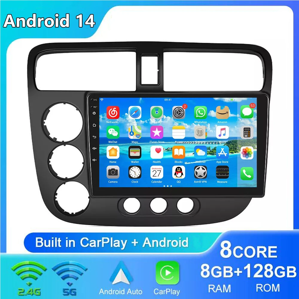 

Android 14.0 2 din Android Auto Carplay Car Radio Multimedia for Honda Civic 7 2000 2001-2006 Car Android Car play Video Stereo