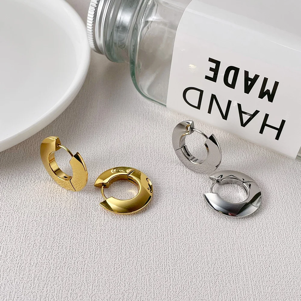 ENFASHION Piercing Stud Earings Stainless Steel Circle Earrings For Women Gold Color Pendientes Fashion Jewelry Gifts E211334