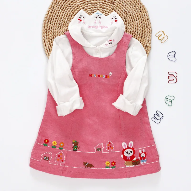 Spring and Autumn Girls\' Strap Dress Cartoon Rabbit Corduroy Dresses Baby Skirt Vestidos Cortos Robes Korean Kids Clothes Girls