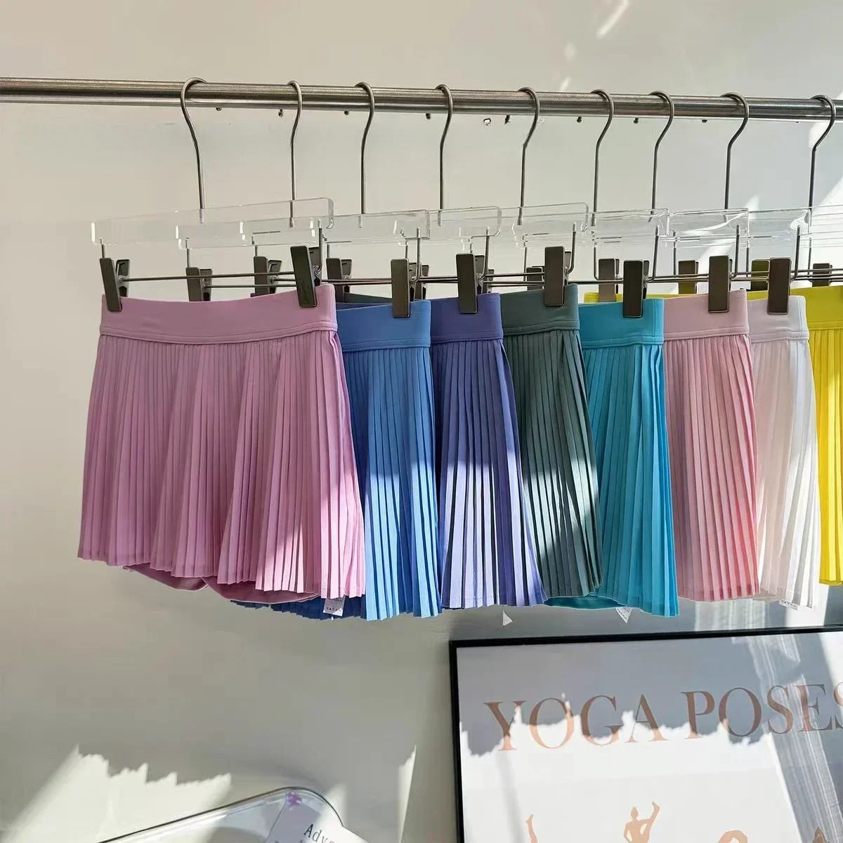 Lemon Women Sports Tennis Skirts High Waist Tights Yoga Shorts Dress With Pockets Pleated Pocket Skirt Anti-Exhaust Quick Dry
