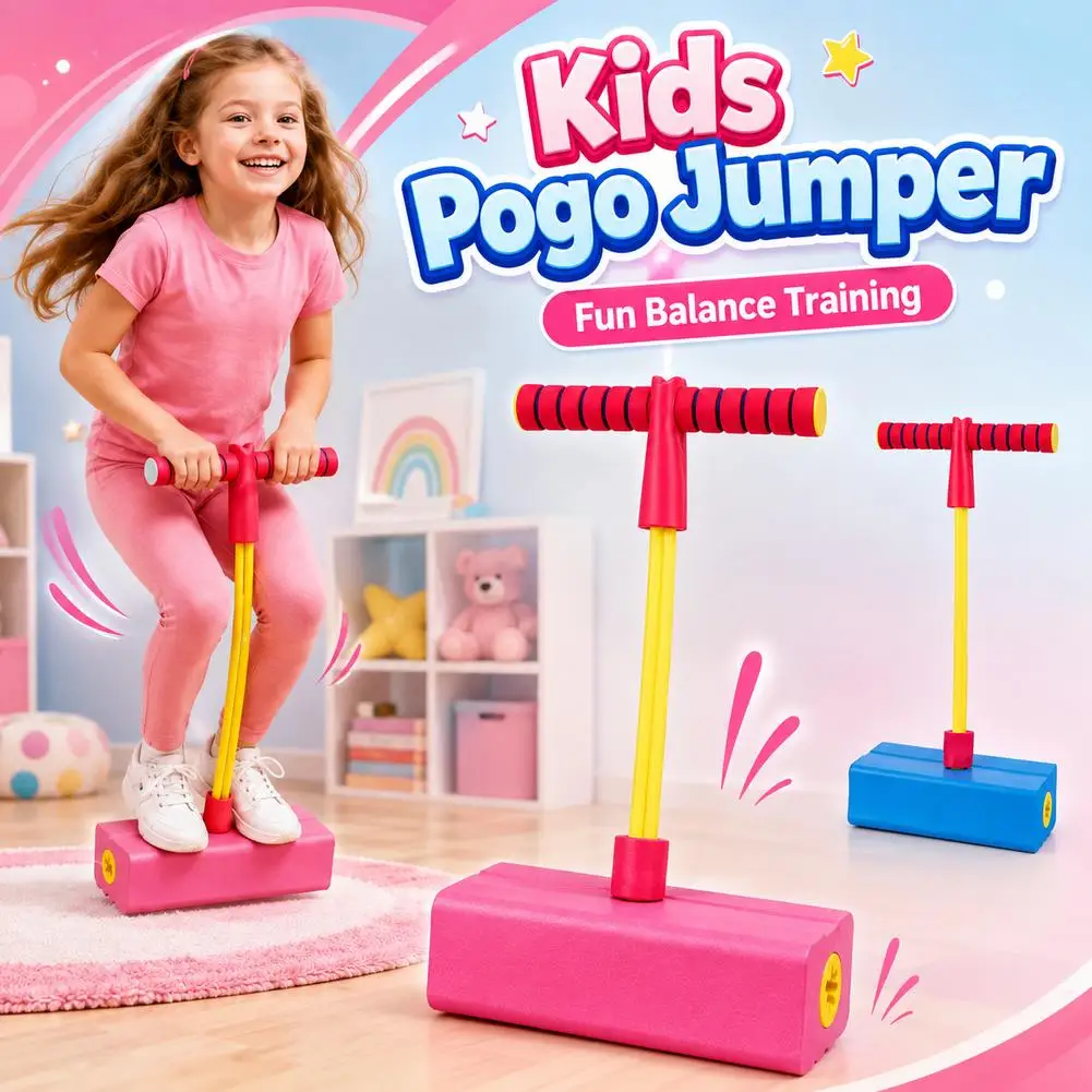 Frog Jump Foam Pogo Stick Kids Leg Trainer Sensory Balance Board Elastic Bouncing Toy Fitness Indoor Outdoor Toddler Sport Gift view 3
