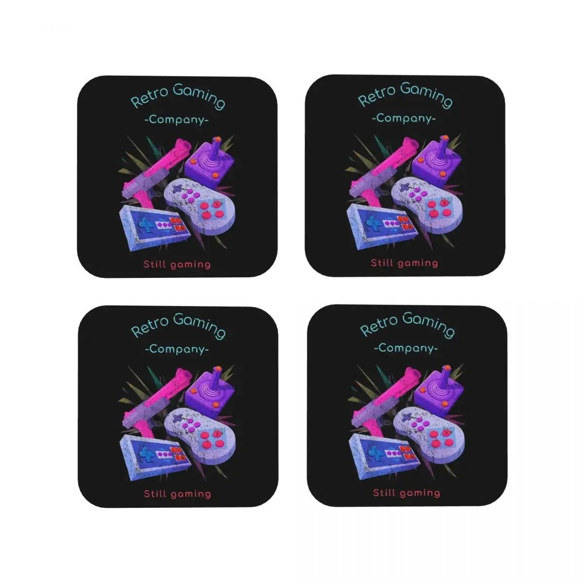 Retro Gaming - Still Gaming Coasters Coffee Mats Set of 4 Placemats Cup Tableware Decoration & Accessories Pads for Home Kitchen