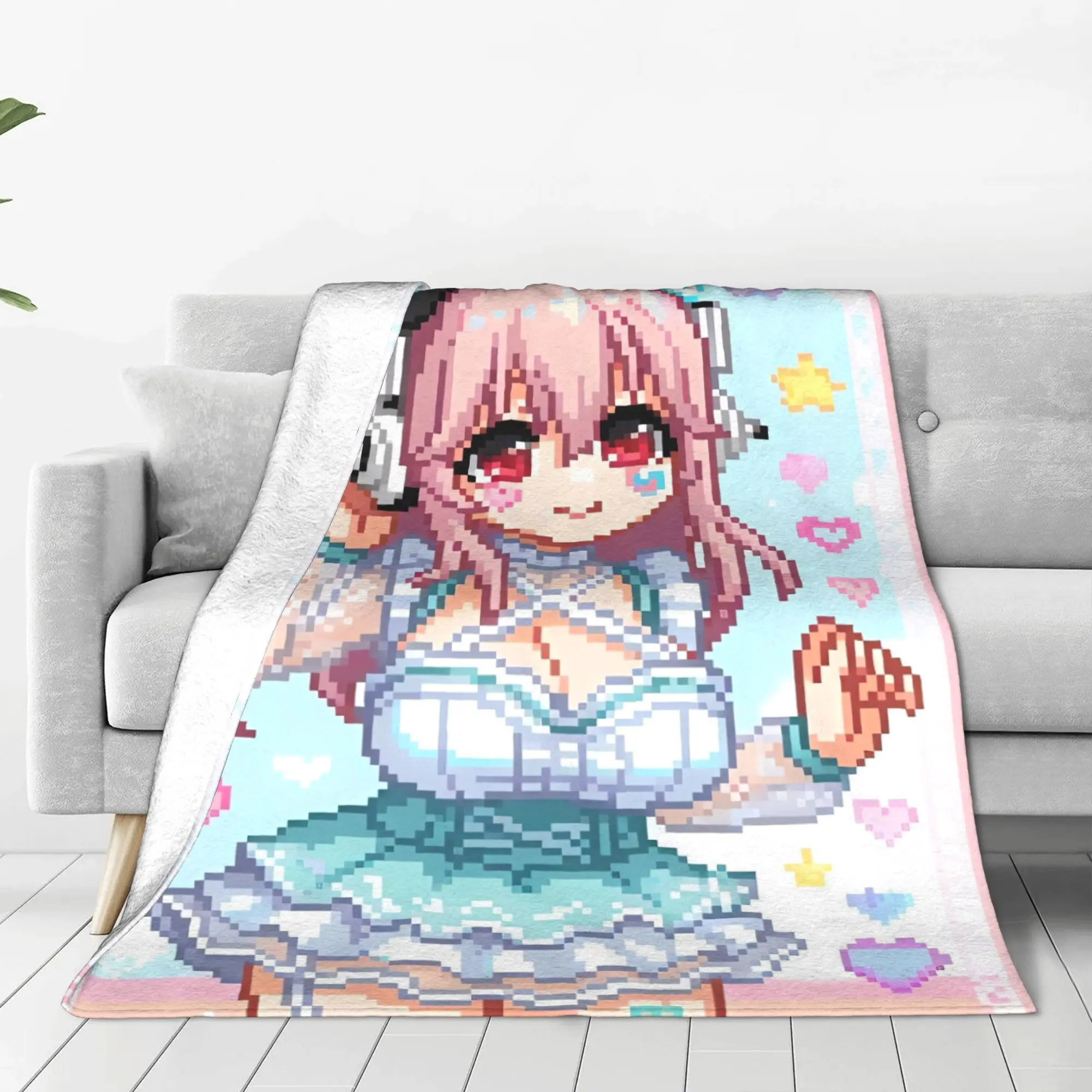 Japanese Anime Super Sonico  Cartoon Plush Blanket Boy Girl Flannel Throw Blanket For Bedroom Soft Warm Custom Quality Bedspread