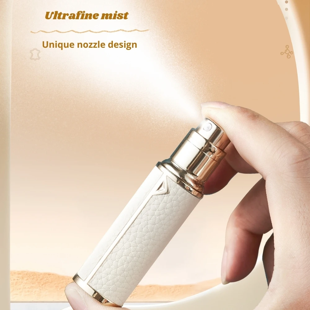 TonkinTen 5ml Refillable Mini Perfume Aluminum Atomizer Portable Travel Cosmetic Container Real Leather Perfume Atomiser