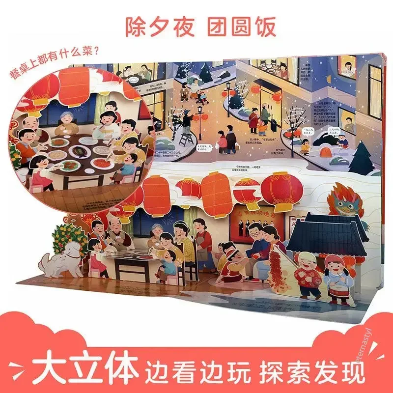 2 picture book culture are in the festival Culture hidden in the myth 3d interactive stereo flip book traditional festival