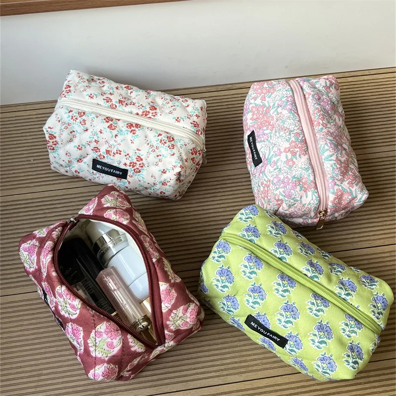 2025 خمر الأزهار الغرور حالة الحلو الجاكار ماكياج مخلب المرأة انغلق مربع الحقيبة الرجعية مستحضرات التجميل أدوات الزينة المنظم أكياس #5