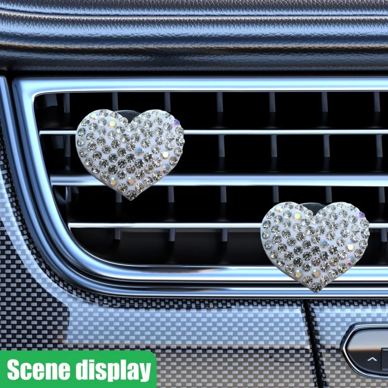 2PCS Bling Herzförmige Auto Vent Clips, Lufterfrischer, Konditionierung Outlet Diffusor,