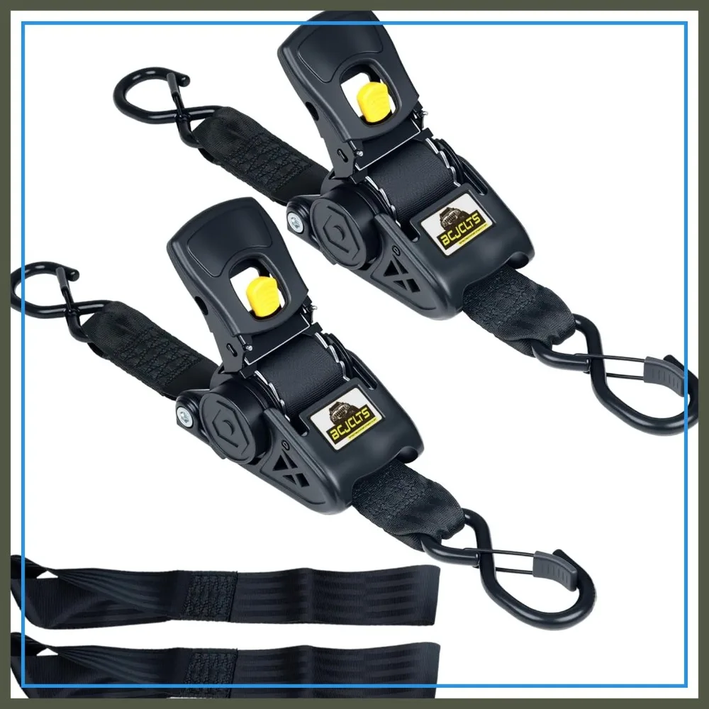 

Retractable Ratchet Straps 2" x 10ft, 3000lb Break Strength, Heavy Duty Tie Down for Trucks, Trailers, Motorcycles, ATVs, Secure Cargo