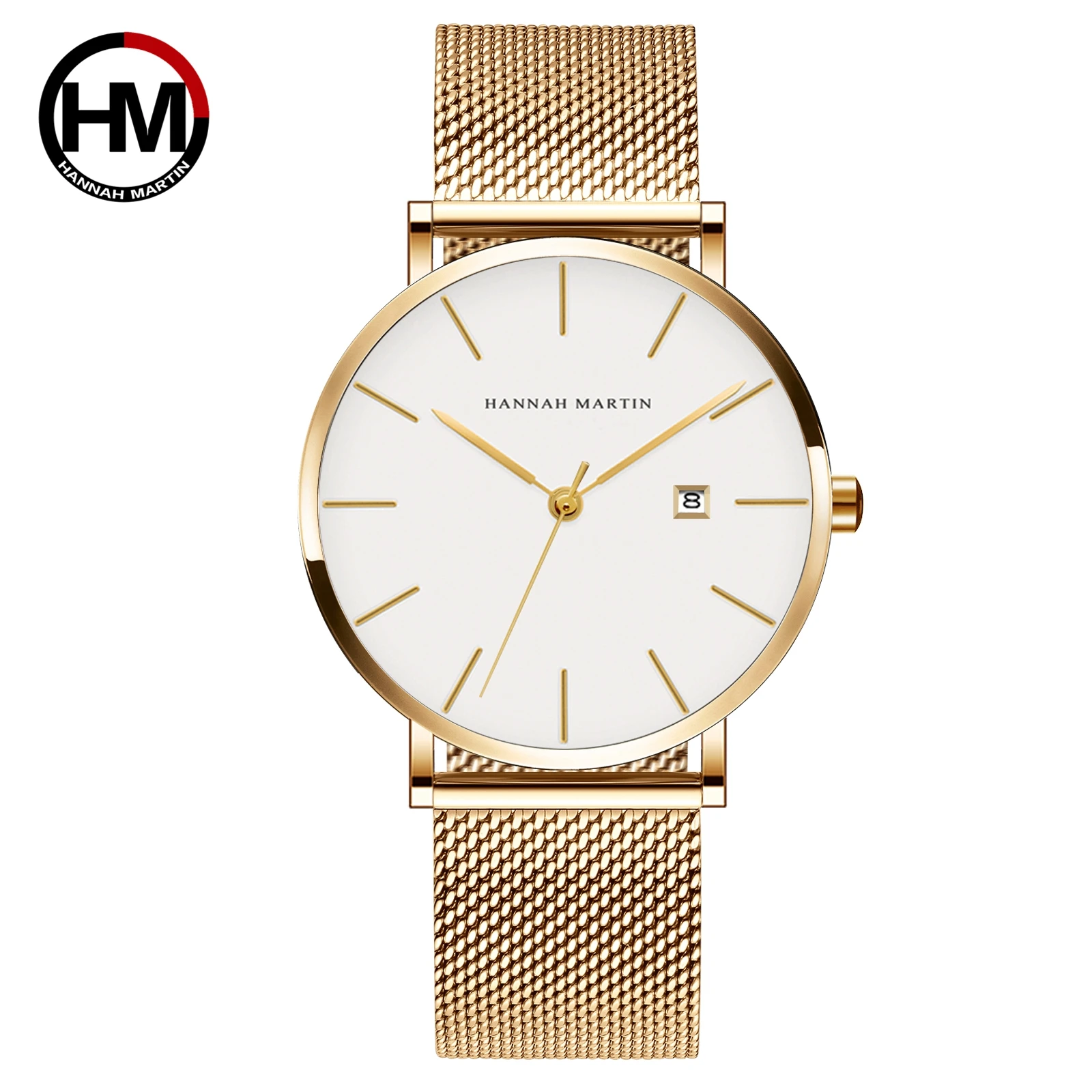Männer Dropshipping Armbanduhr Hannah Martin Japan Bewegung 40mm Blau Minimalistischen Casual Leder Top Marke 3Bar Luxus Uhr für Männer
