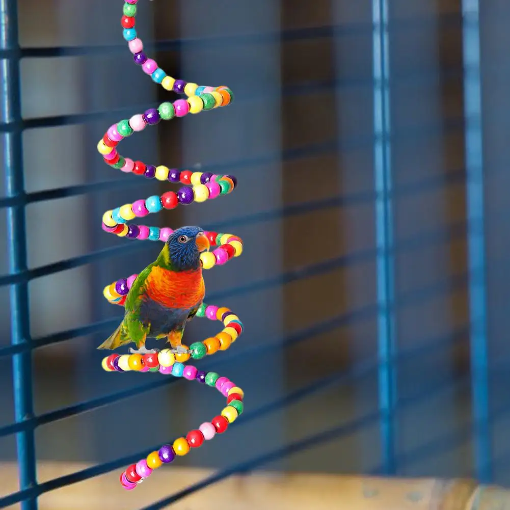 60/100/150/200cm Bird Cage Toy Colorful Beads Resting and Playing Leisure Toys Parrot Climbing Wood Swing Toy