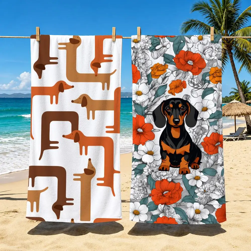 Art Cute Sausage Dog Dachshund Towel Towel Soft Pool Gift For Travel Gym Shower Camping Quick Dry Sports Large Beach Towels