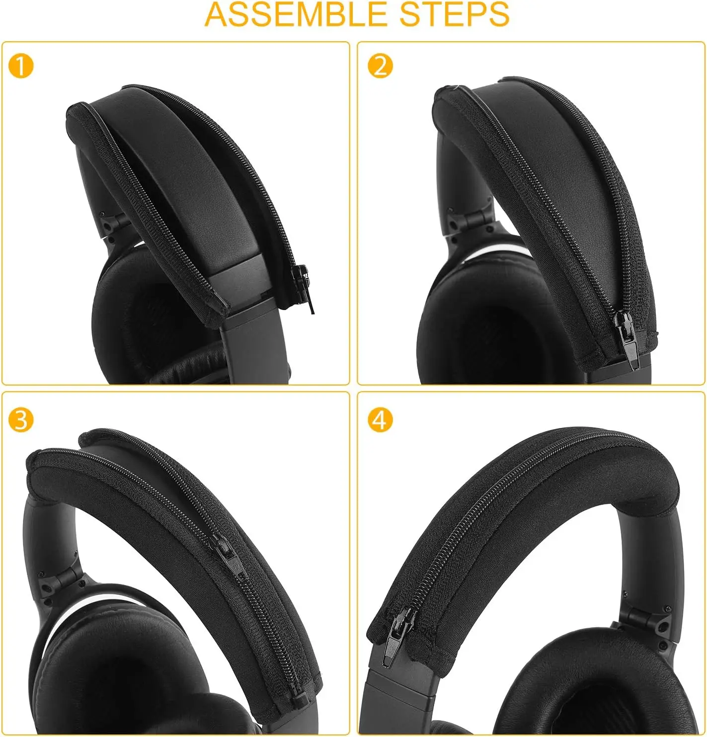 

QC25 QC35 Headband Cover, Replacement Head Band Protector with Zipper for Bose QuietComfort 25, QuietComfort 35 Headphones