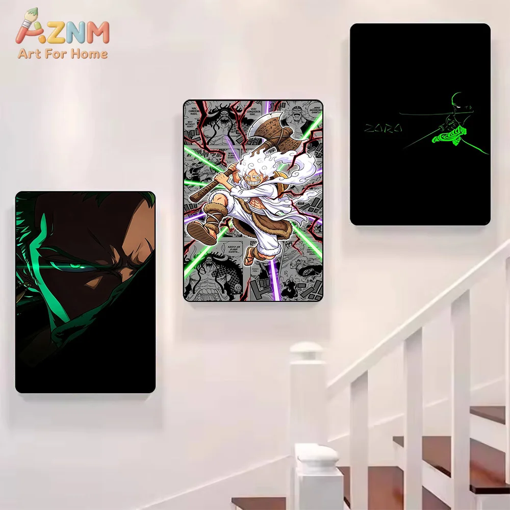 AZNM One Piece Anime Canvas Wall Art Roronoa Zoro Monkey D Luffy Gear 5 Nika Usopp Uta HD Print Frameless Canvas Painting Home B view 5