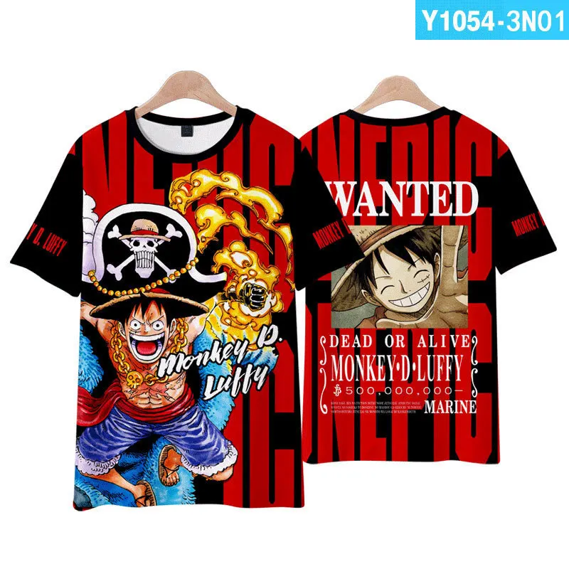 Riman One Piece Luffy Sauron Ace Anime T-shirt Short Sleeve 3D Digital Printing Anime Peripheral Summer Tops