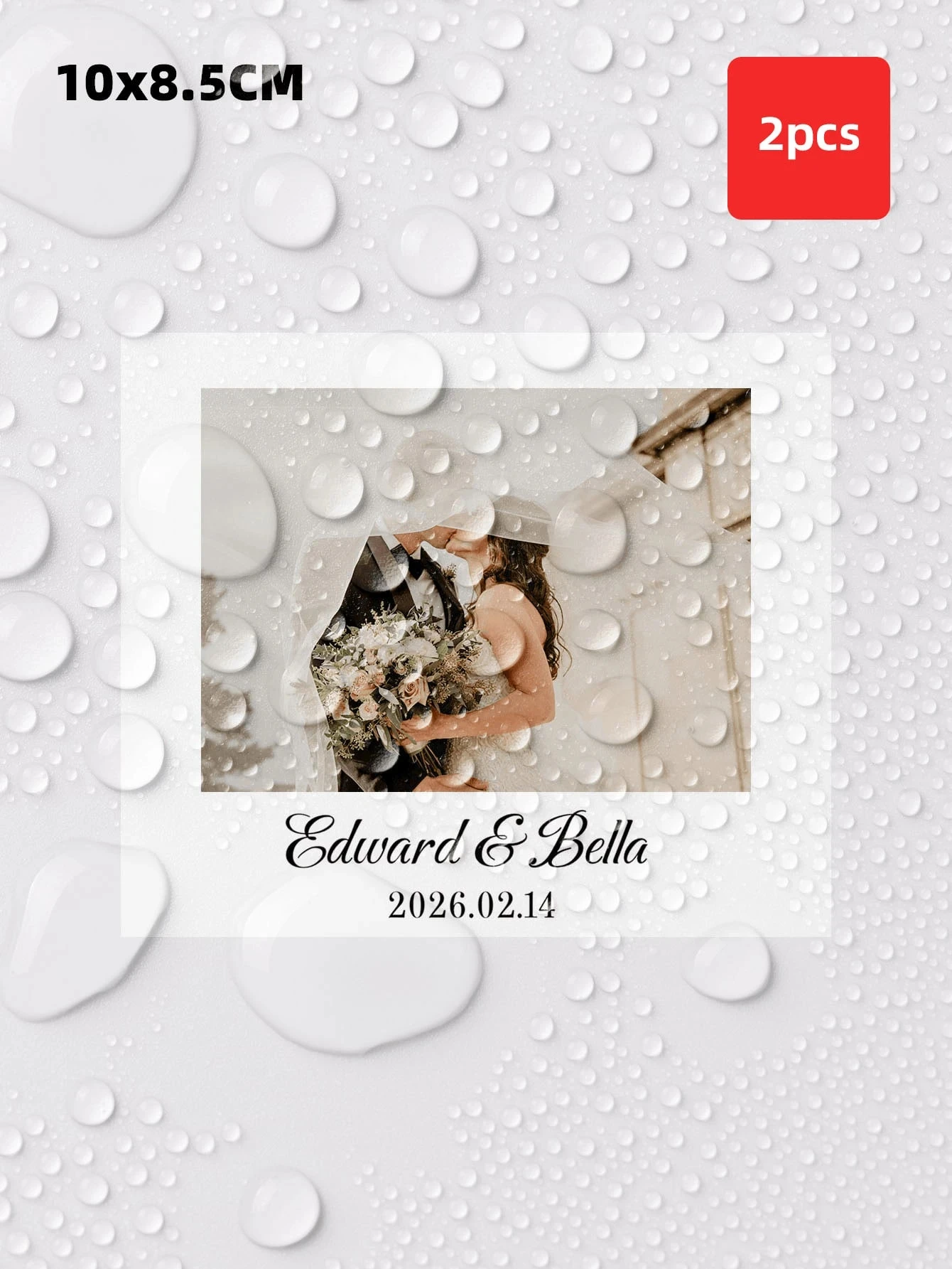 Personalisierte Etiketten für Champagnerflaschen, wasserfest, ölbeständig, Fotoaufkleber für Paare, Hochzeit, Jungvermählte, Party – Detail 4