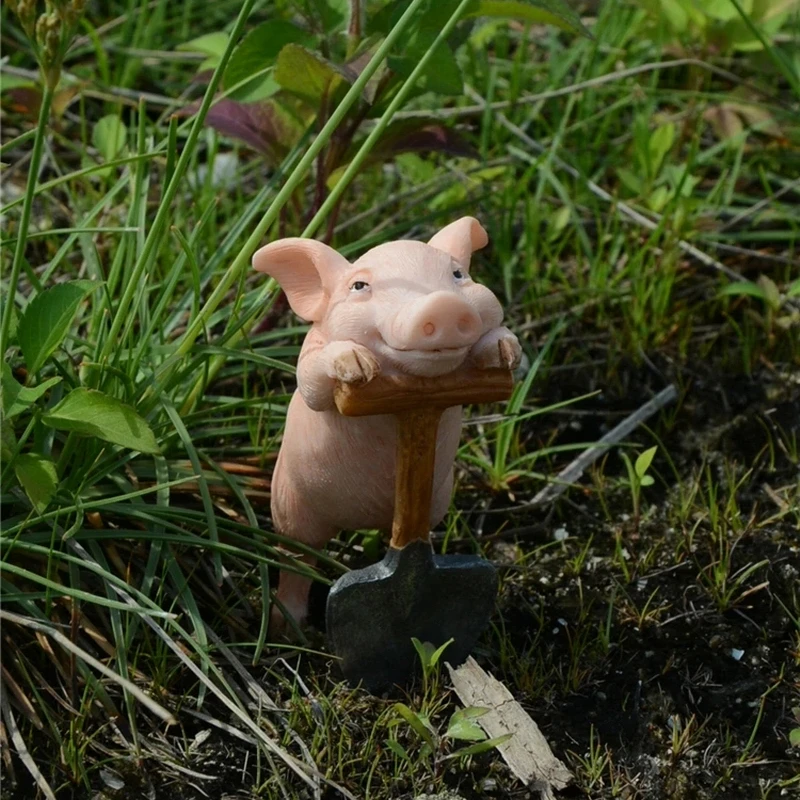 Cute Simulation Pig Animal Figurine Flower Pot Fairy Garden Ornaments Bonsai Farm Home Decoration Education Gifts For Children