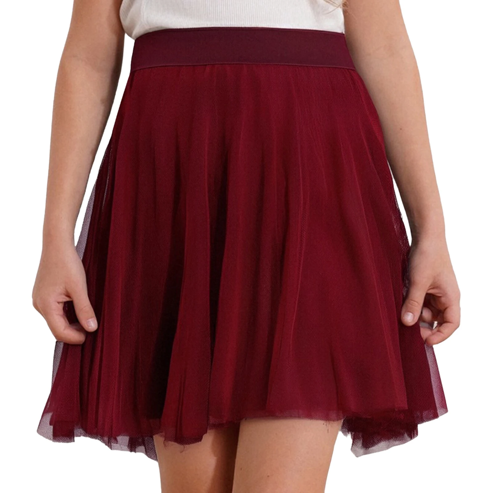 

Kids Girls Tulle Skirt Cotton High Waist Elastic Waistband A-Line Tutu Skirts with Lining for Wedding Party Holiday Photography