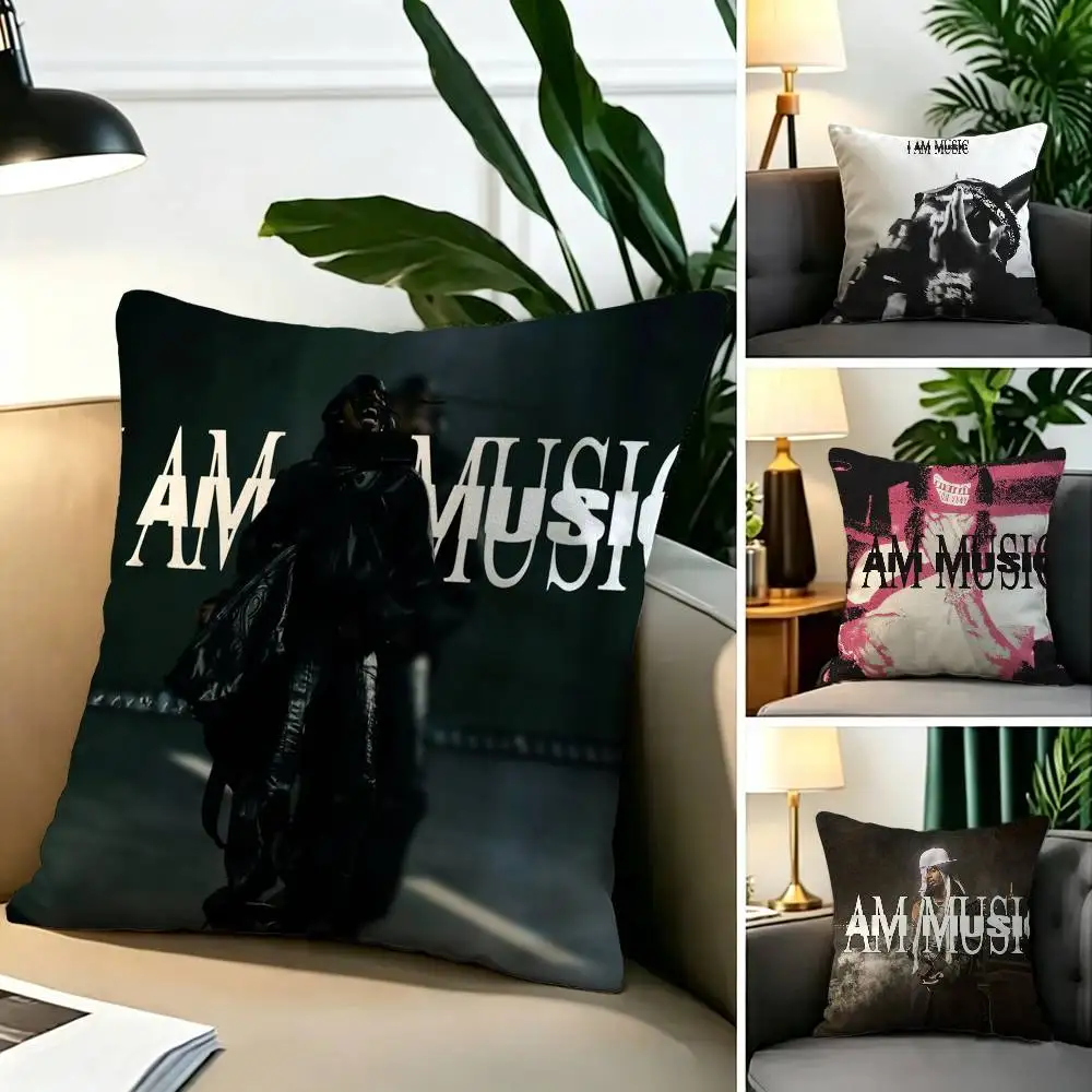 P-Playboi C-Carti I AM MUSIC  Square Double-Sided printed Pillow Case Bedroom Bedside Pillow Sofa Cushion Cover
