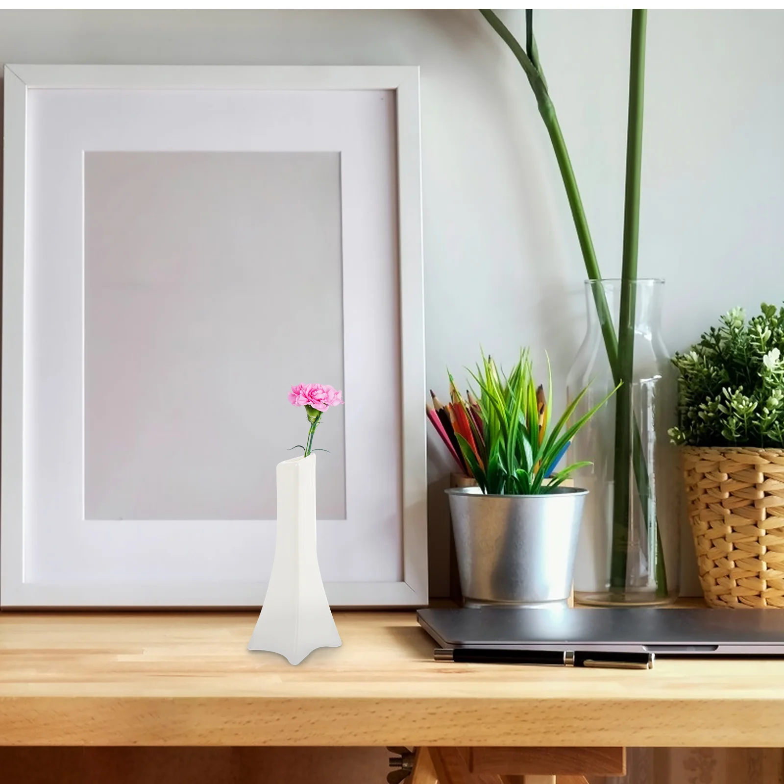 

2Pcs Ceramic Vase Set Decorative Porcelain Flower Pots Retro Design Stable Desktop Display Flower Arrangement Container Dining