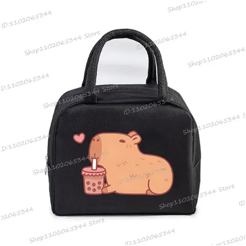 Capybara Bobo 차 인쇄 절연 점심 가방 여성 어린이 만화 열 점심 토트 백 피크닉 식품 보존 도시락 가방