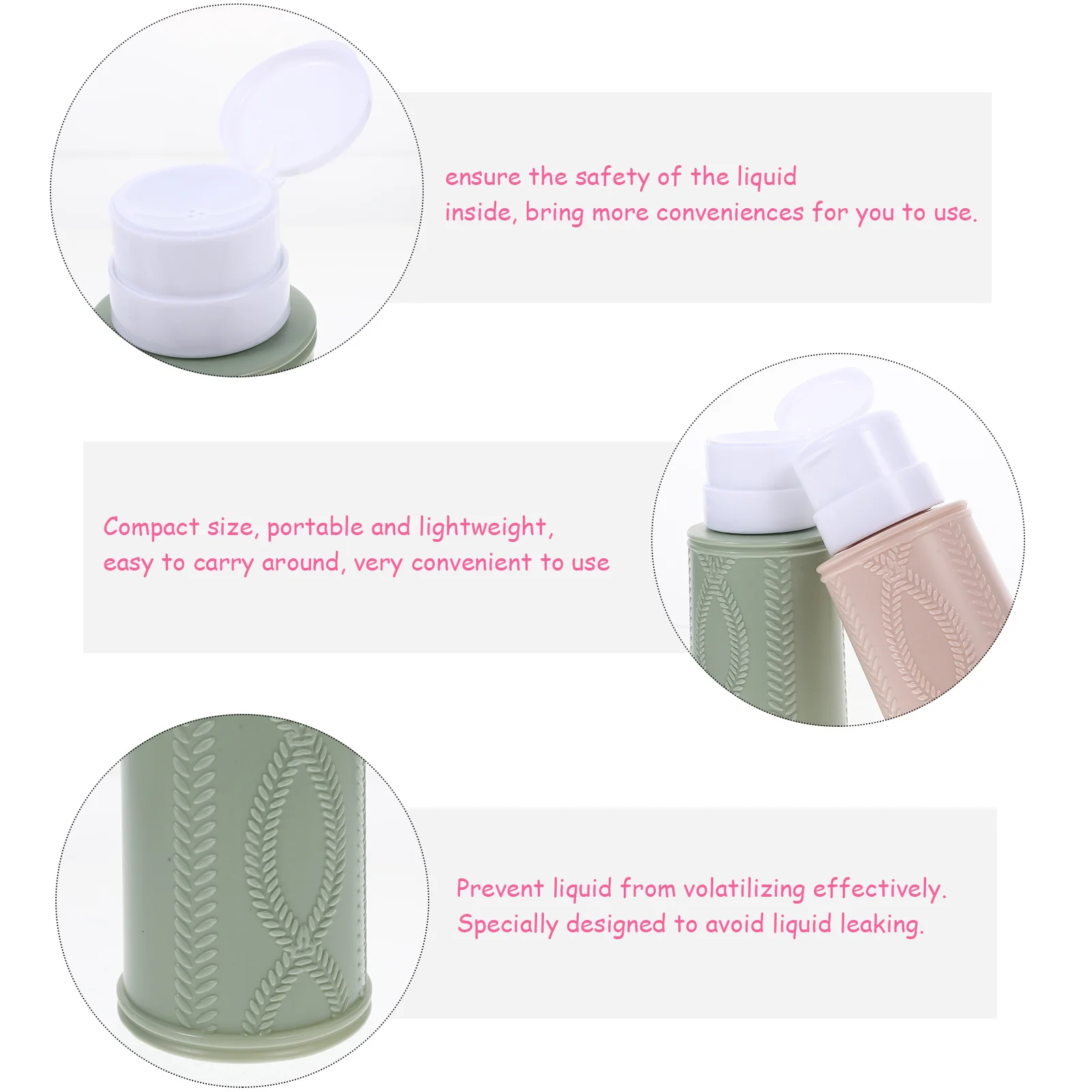 2 個のマニキュアリムーバーディスペンサー詰め替え可能な空のボトル漏れ防止ポータブル旅行メイクアップリムーバーポンプスキンケアディスペンサー