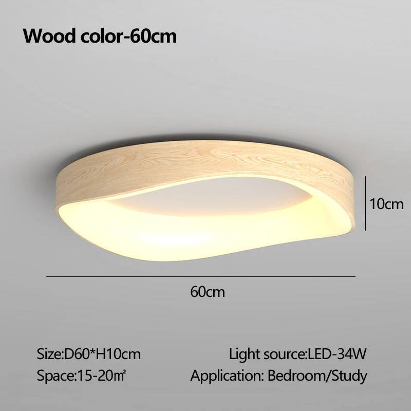Nordic Wood Plafond Licht Ronde Log Walnoot Remote Home Armatuur Geleid Voor Studie Woonkamer Hal Slaapkamerdecoratie Verlichting