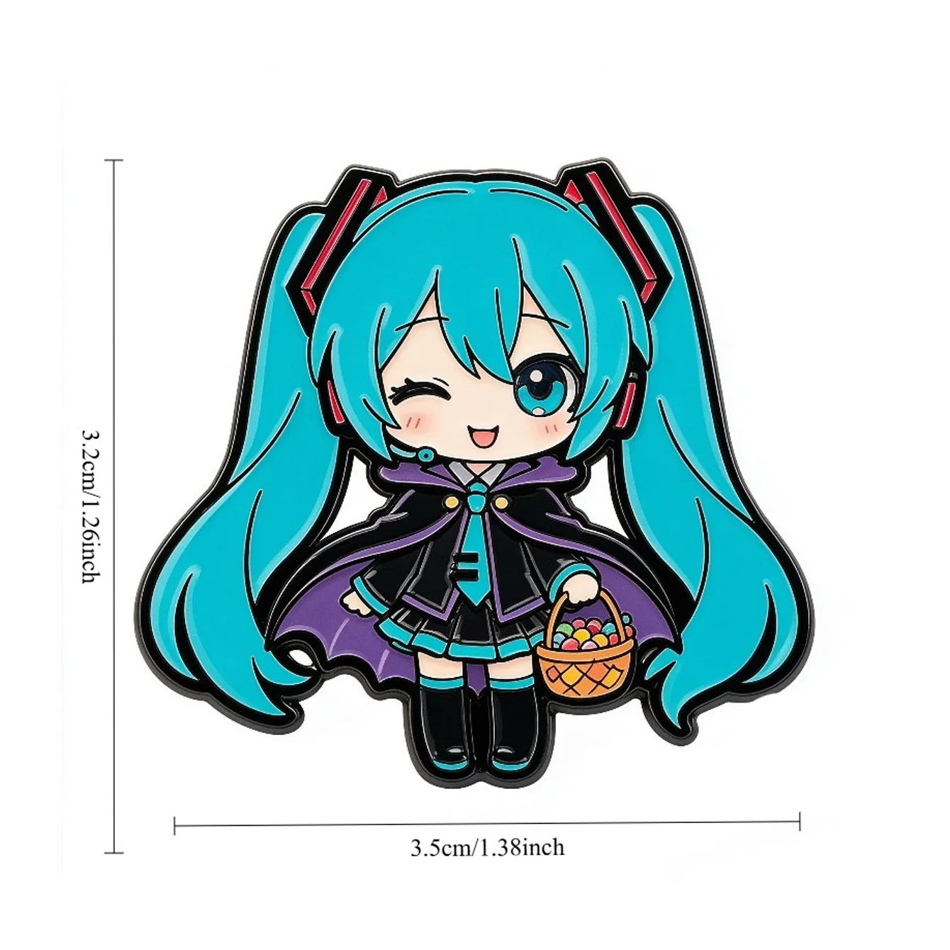 Halloween Themed Blue Twin-haired Anime Girl Metal Decor Badge Cartoon Emblem Ornaments For Backpack Jacket Fashion Decoration view 4