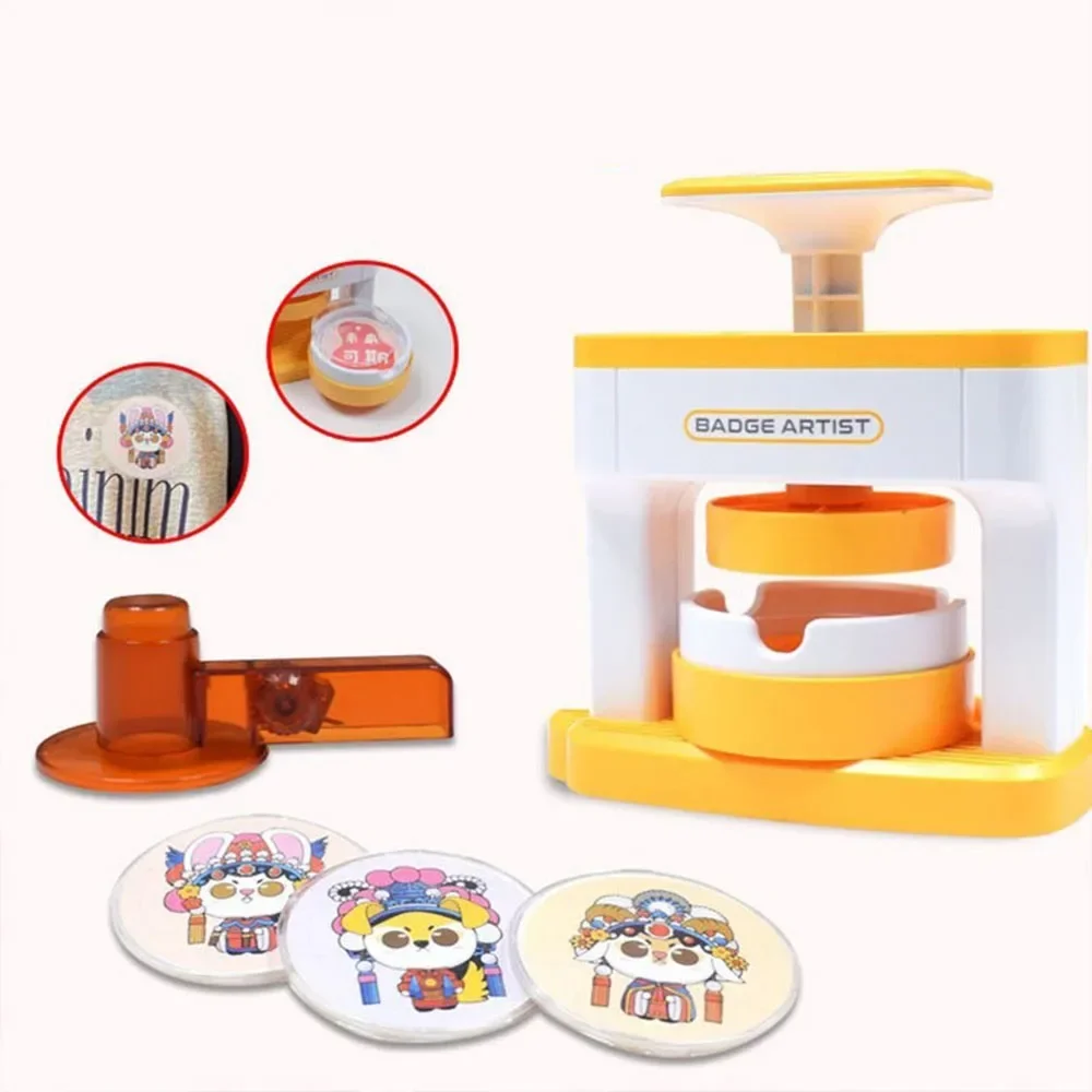 

Creative Badge Press Machine Rotating Manual Making Fridge Magnet Badge Pins for Children Gifts Home Machine for Party Souvenirs