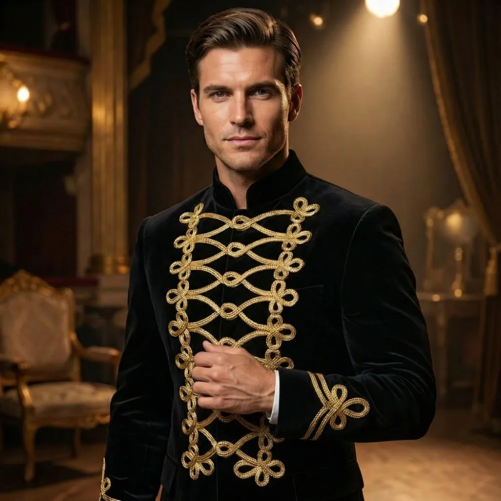 Gold Wire Costume Decorative Applique Trapezoidal Baroque Uniform Knot Button Multi-styles Chinese Knot Cord Embroidery Applique