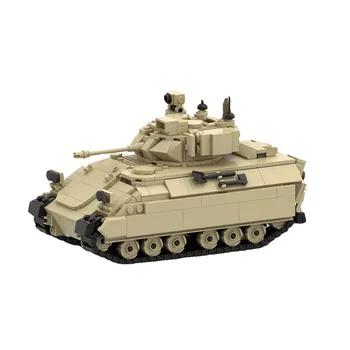 WW2 Military Tank M3 Bradley Tracked Armored Fighting Vehicle Building Blocks DIY Model Technology Bricks Toys Kids Adults Gifts
