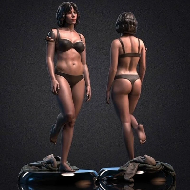 1/24 Schaal Gegoten Hars Figuur Model Kit Kort Haar Schoonheid Bikini Versie Hobby Miniatuur Speelgoed Ongemonteerd Ongeverfd DIY Diorama