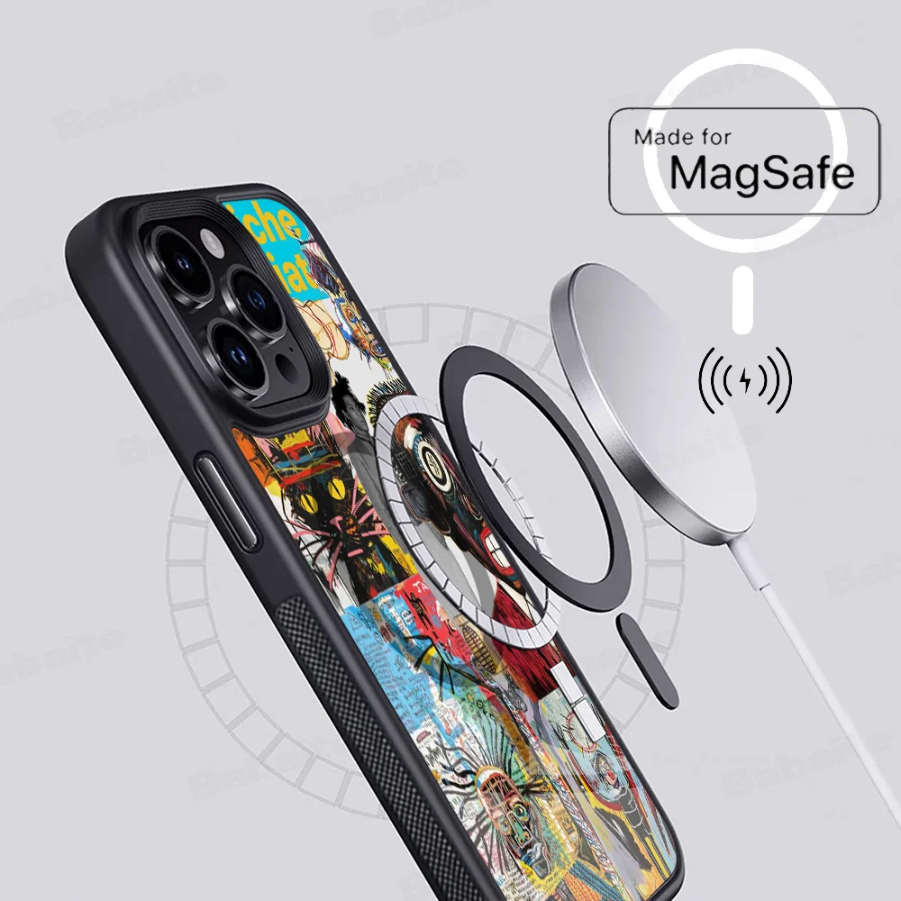 Artist J-Jean-Michel-Basquiat Phone Magnetic Case For IPhone 16 14 13 12 11 15 Pro Max Plus For Magsafe Wireless Charge Cover