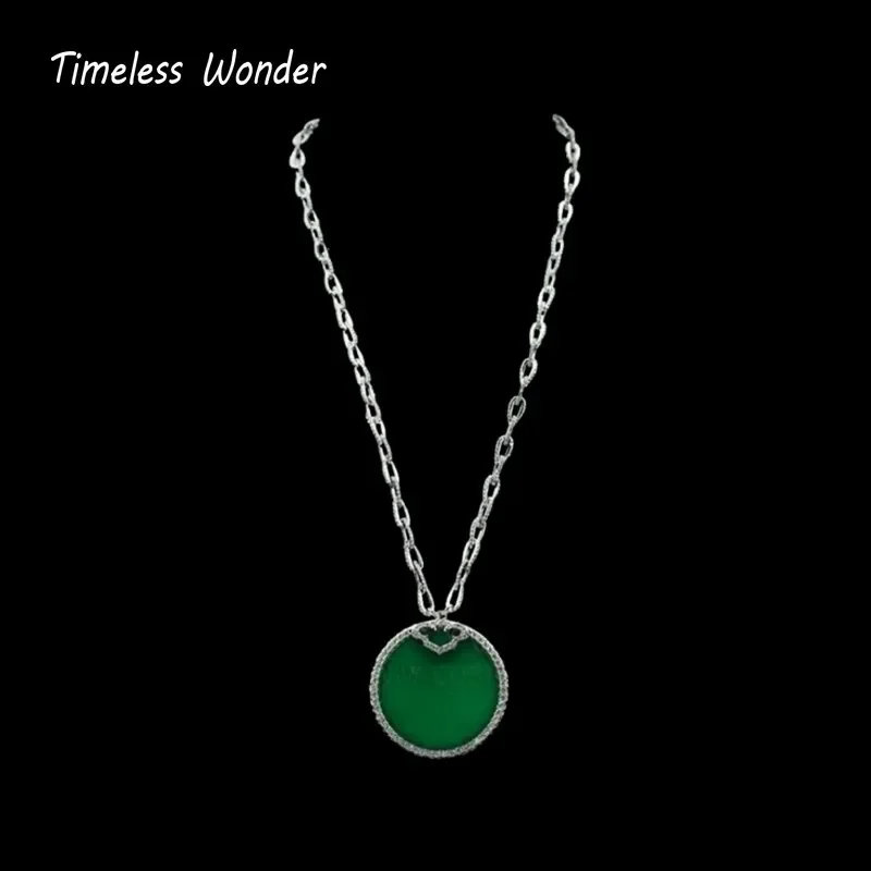 

Timeless Wonder Fancy Zircon Geo Stone Pendant Necklace Women Designer Fine Jewelry Sweet Gift Rare Chinese Style Set 1372