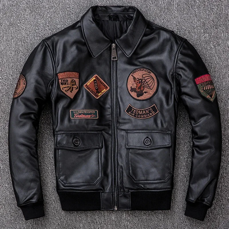 2025 New Genuine Leather Jackets Plus Size 5XL G1 Air Force Pilots Sheepskin Thicken Warm Jacket Men's Vintage Classic Coat