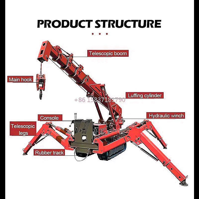 

Mobile Lifing Spider Crane Electric Hydraulic Telescopic Spider Crane Workshop Using Mini Spider Crane with PLC Remote Control