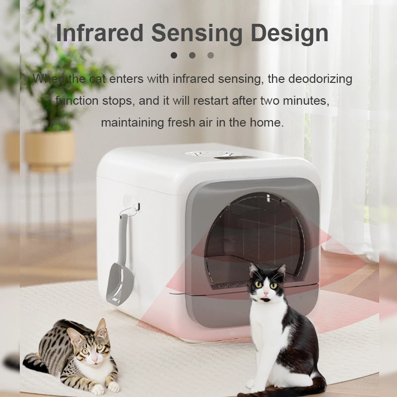 Pet Supplier Luxury Fully Enclosed Self Clean Wifi Automatic Smart Cat Litter Toilet Box