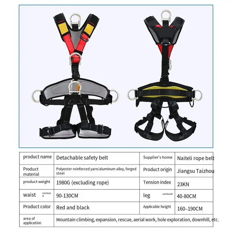 Full-Body 5-Point Safety Harness Protection Safety Belt for High-Altitude Operations Outdoor Development Rock Climbing Rescue